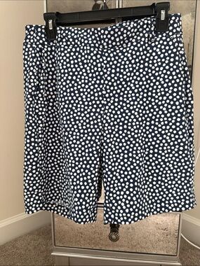 SPANX Navy Blue Polka Dot Bermuda Shorts